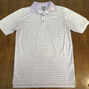 Footjoy Athletic Fit Golf Polo Shirt Purple Striped Men’s Size Small Performance